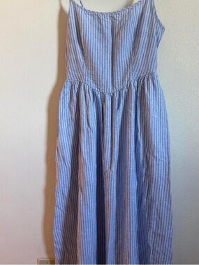 GAP Blue and White Striped Midi Dress